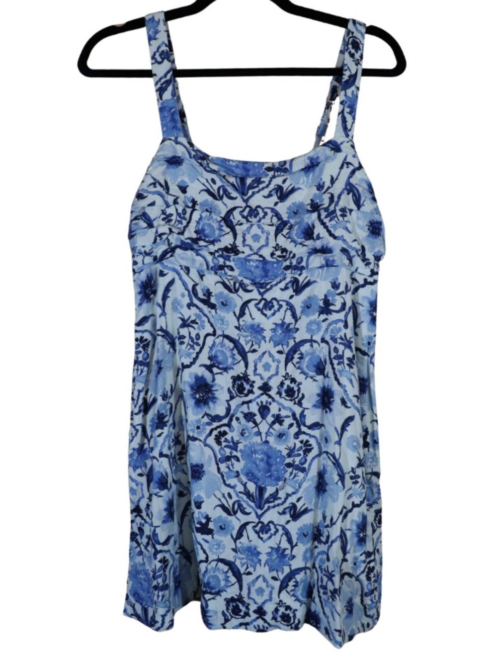 Abercrombie Emerson Linen Blend Skort Romper Dress Blue Floral M EUC